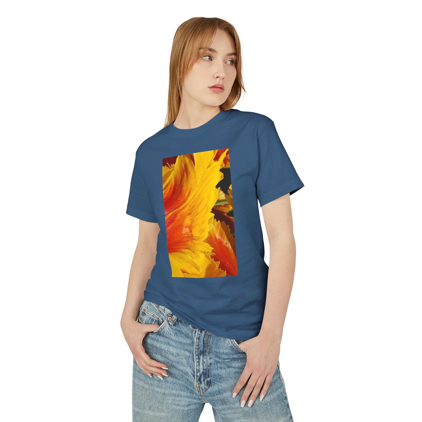 Sunflower Petal Art Tee | Yellow Orange Floral Graphic