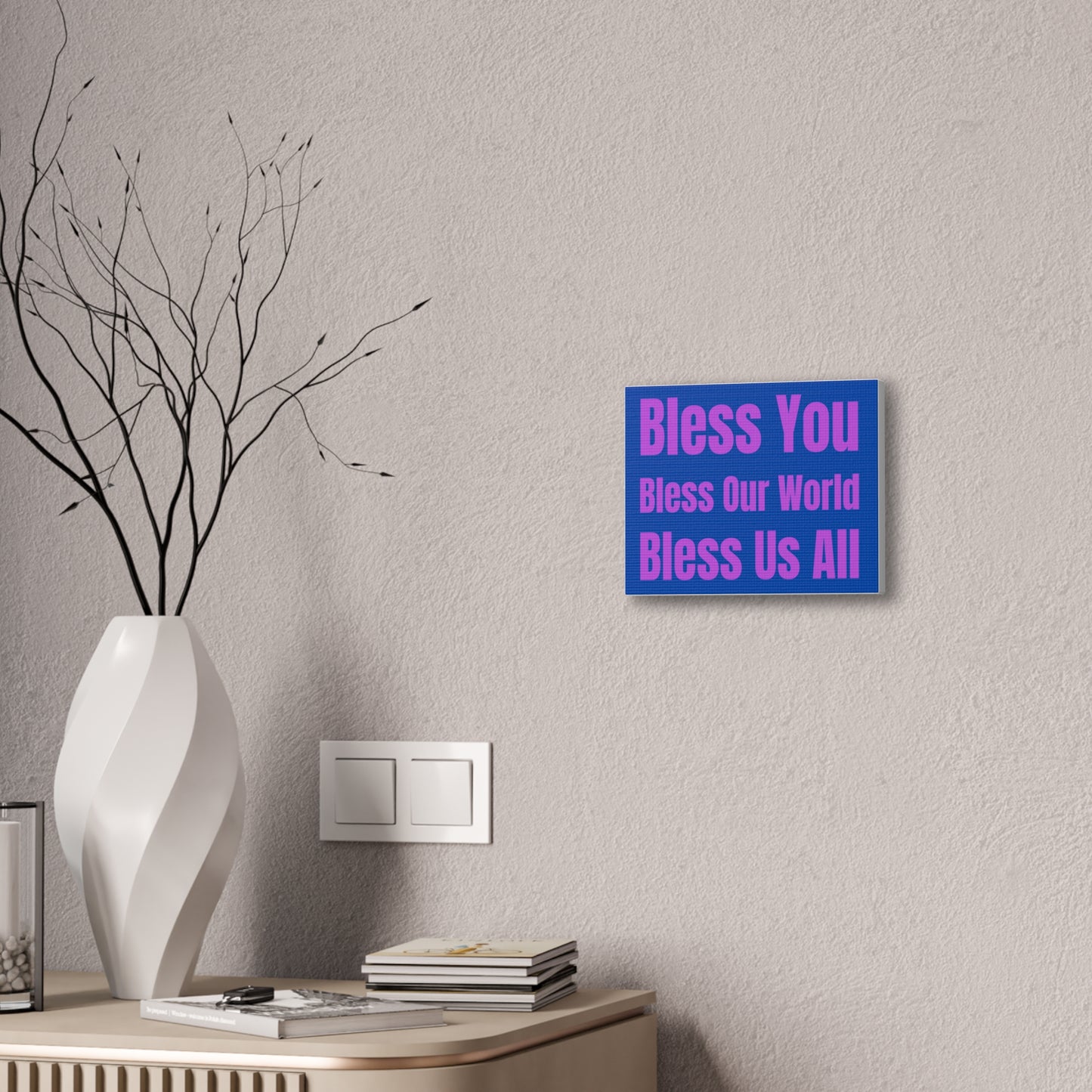 Blessing Canvas Wall Art Blue/Purple: 'Bless You, Bless Our World, Bless Is All' Print