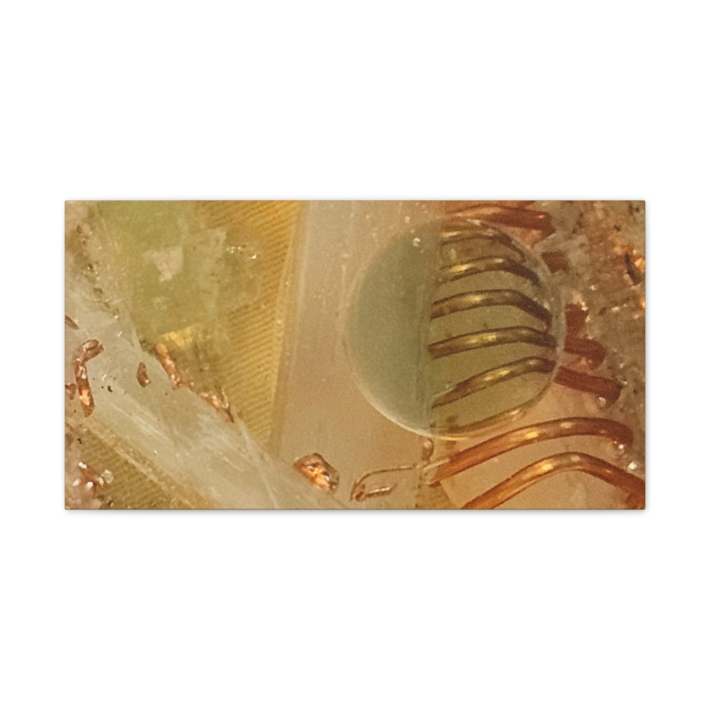 Abstract Gold Orb Wall Art Canvas Stretched | Metallic Texture Home Decor