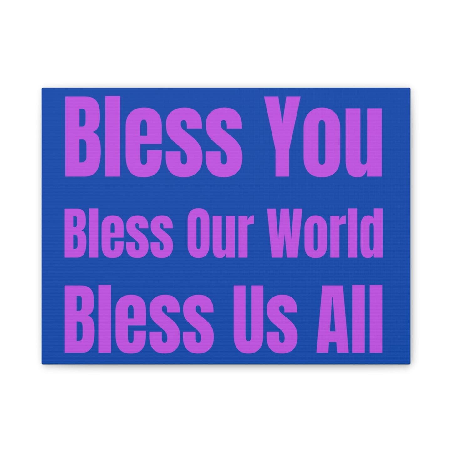 Blessing Canvas Wall Art Blue/Purple: 'Bless You, Bless Our World, Bless Is All' Print