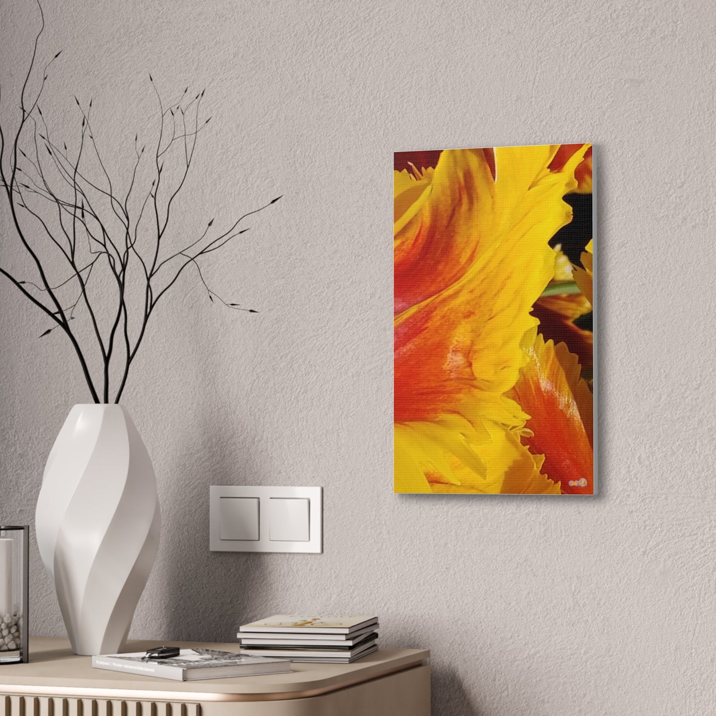 Fiery Yellow Red Tulip Canvas