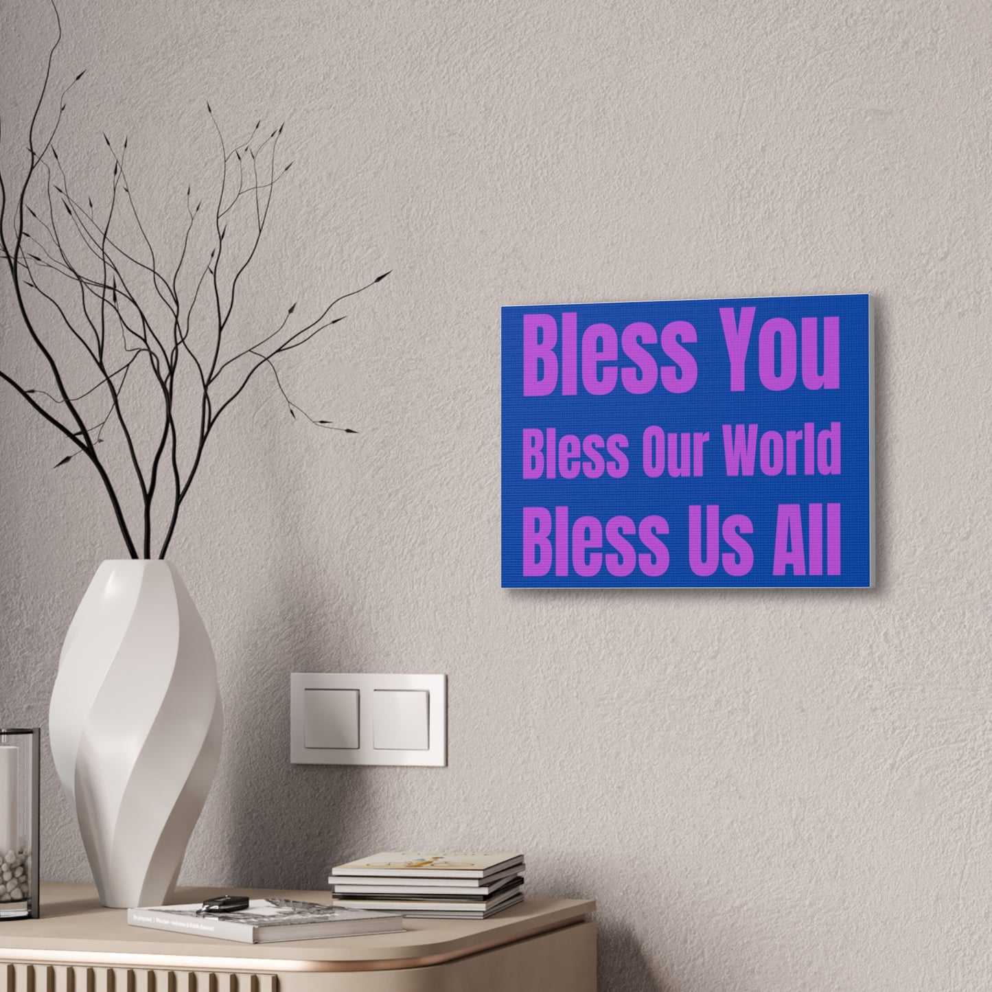 Blessing Canvas Wall Art Blue/Purple: 'Bless You, Bless Our World, Bless Is All' Print