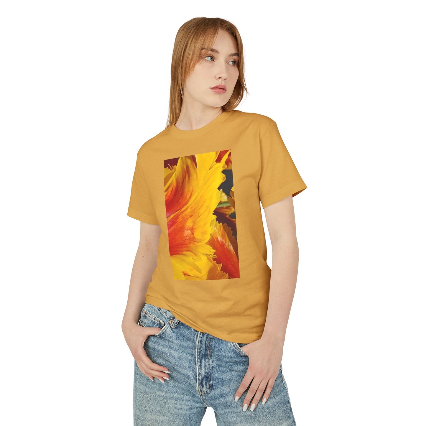 Sunflower Petal Art Tee | Yellow Orange Floral Graphic