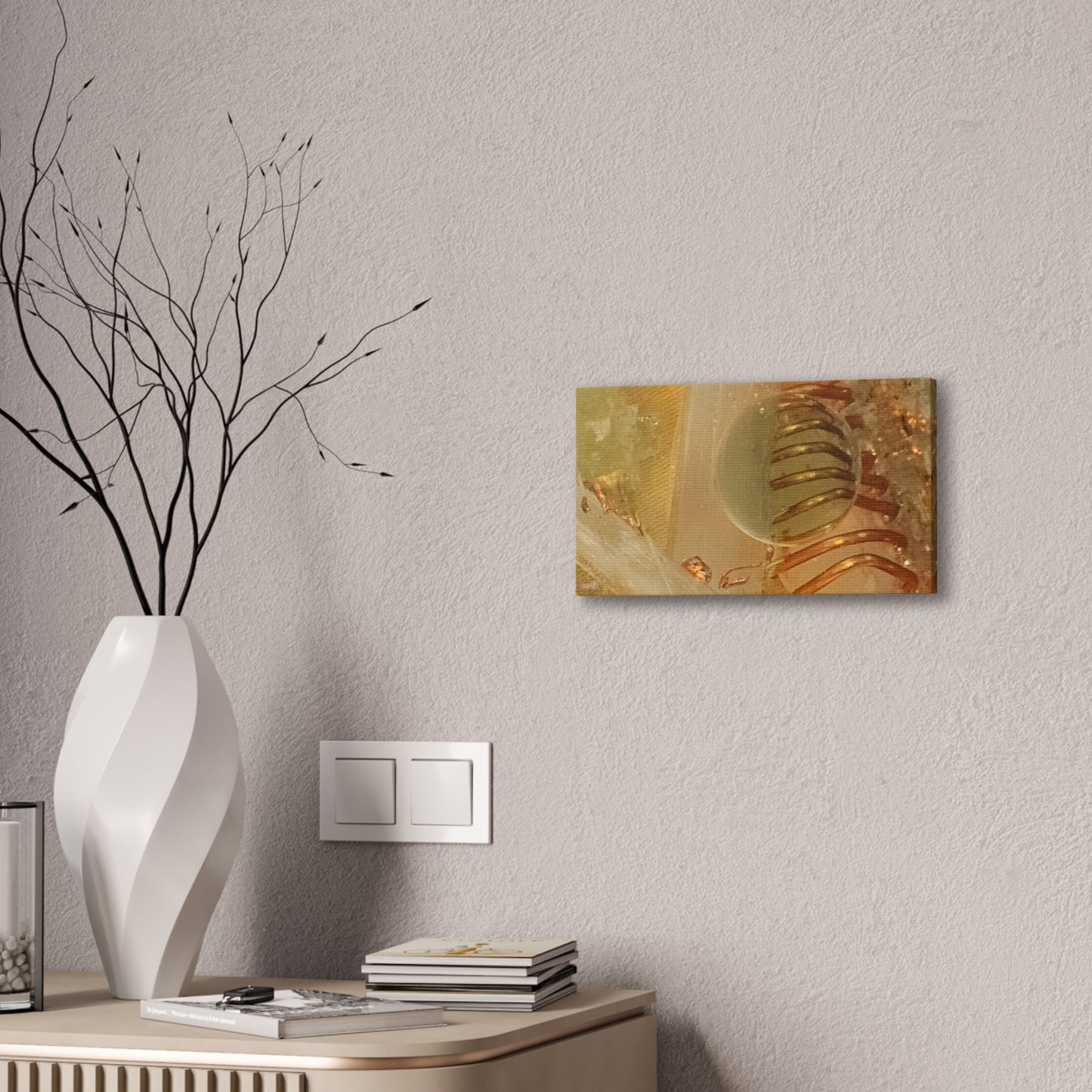 Abstract Gold Orb Wall Art Canvas Stretched | Metallic Texture Home Decor