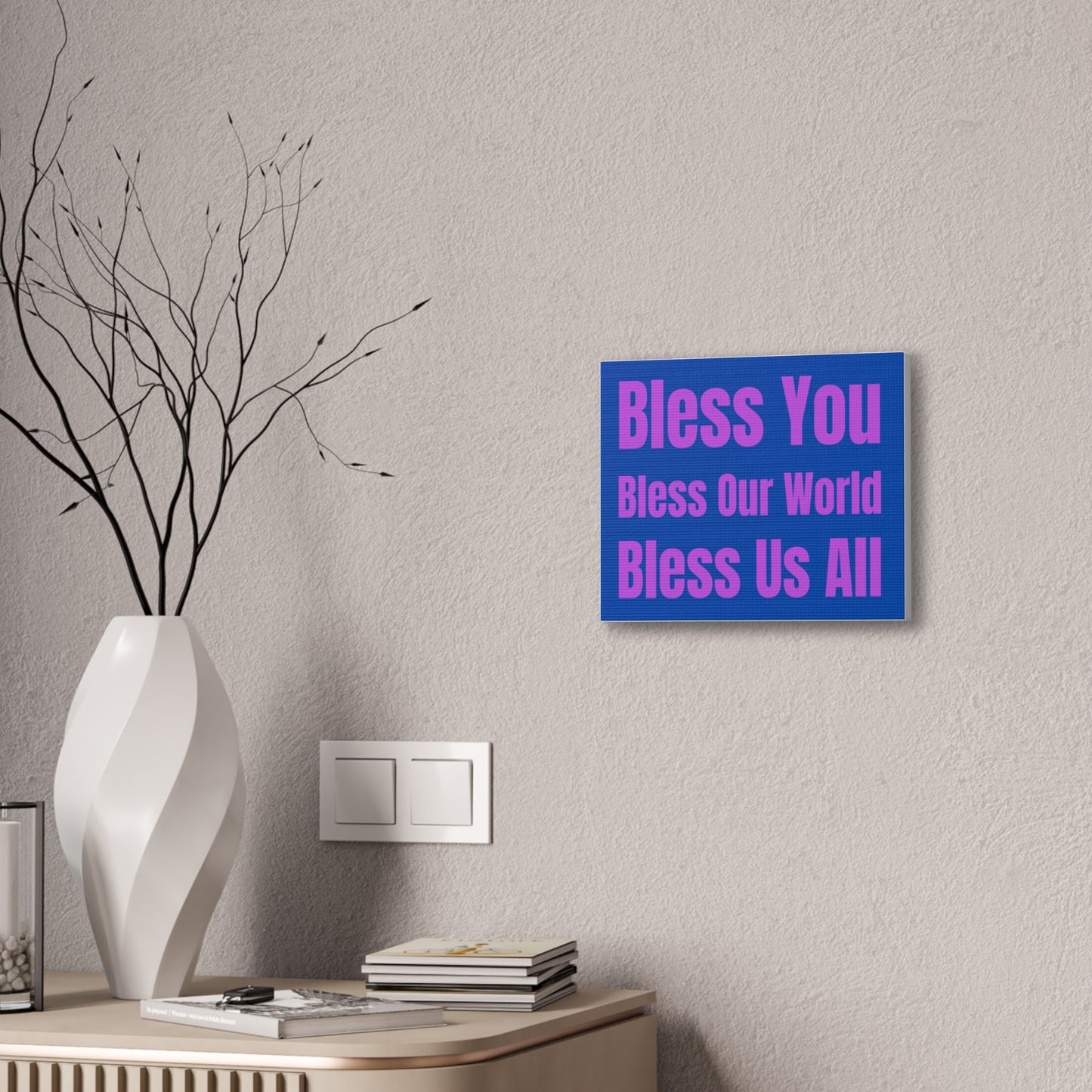 Blessing Canvas Wall Art Blue/Purple: 'Bless You, Bless Our World, Bless Is All' Print