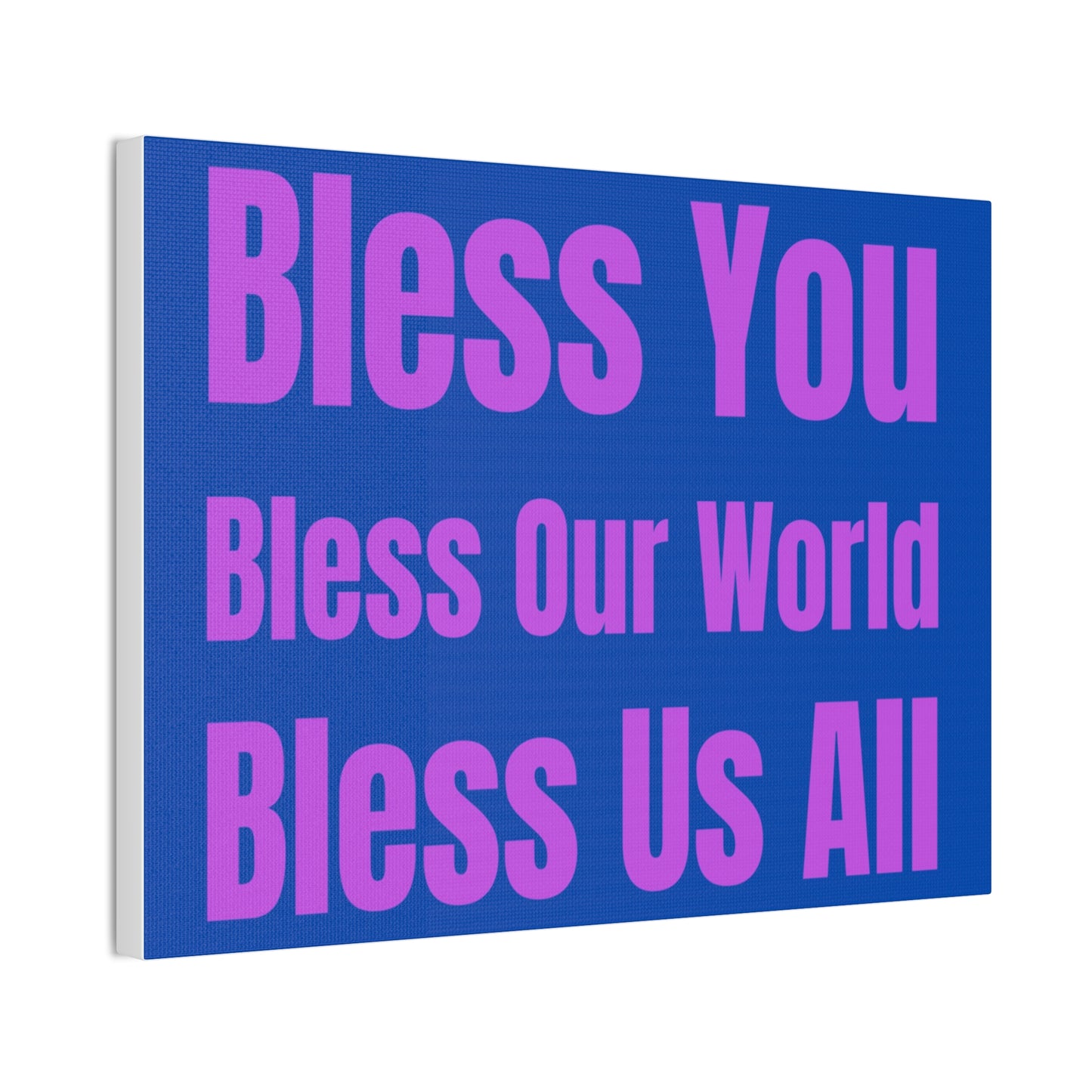 Blessing Canvas Wall Art Blue/Purple: 'Bless You, Bless Our World, Bless Is All' Print