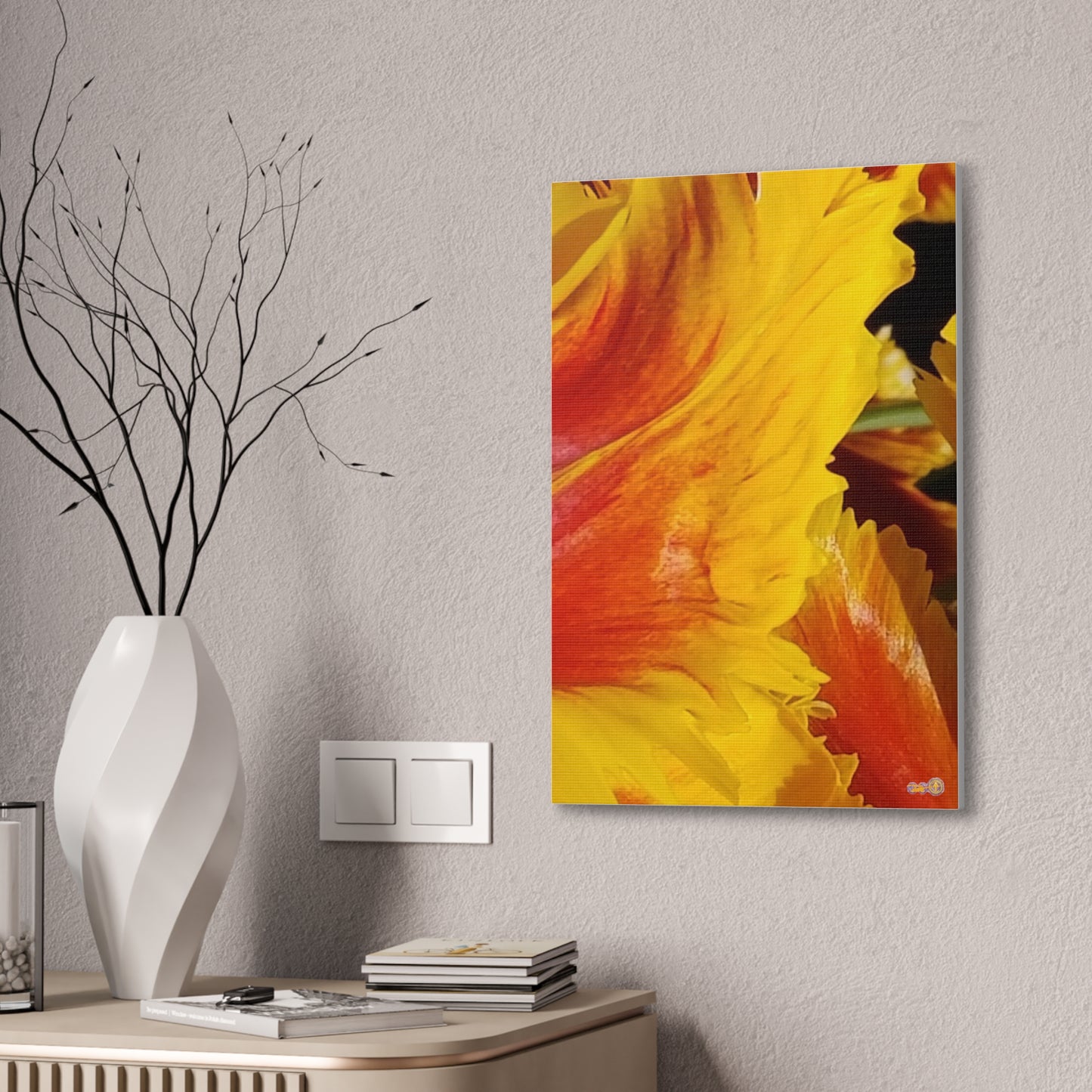 Fiery Yellow Red Tulip Canvas