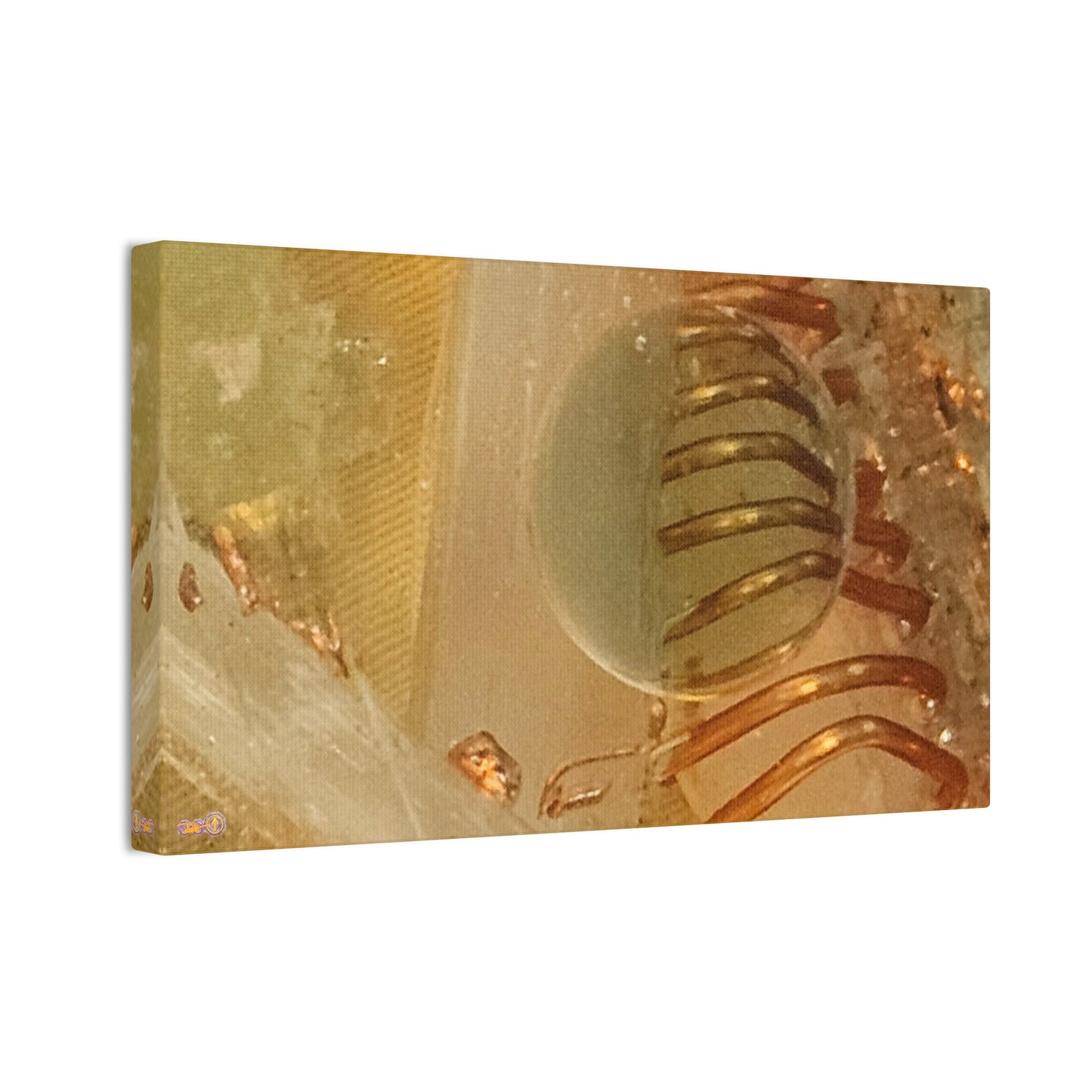 Abstract Gold Orb Wall Art Canvas Stretched | Metallic Texture Home Decor