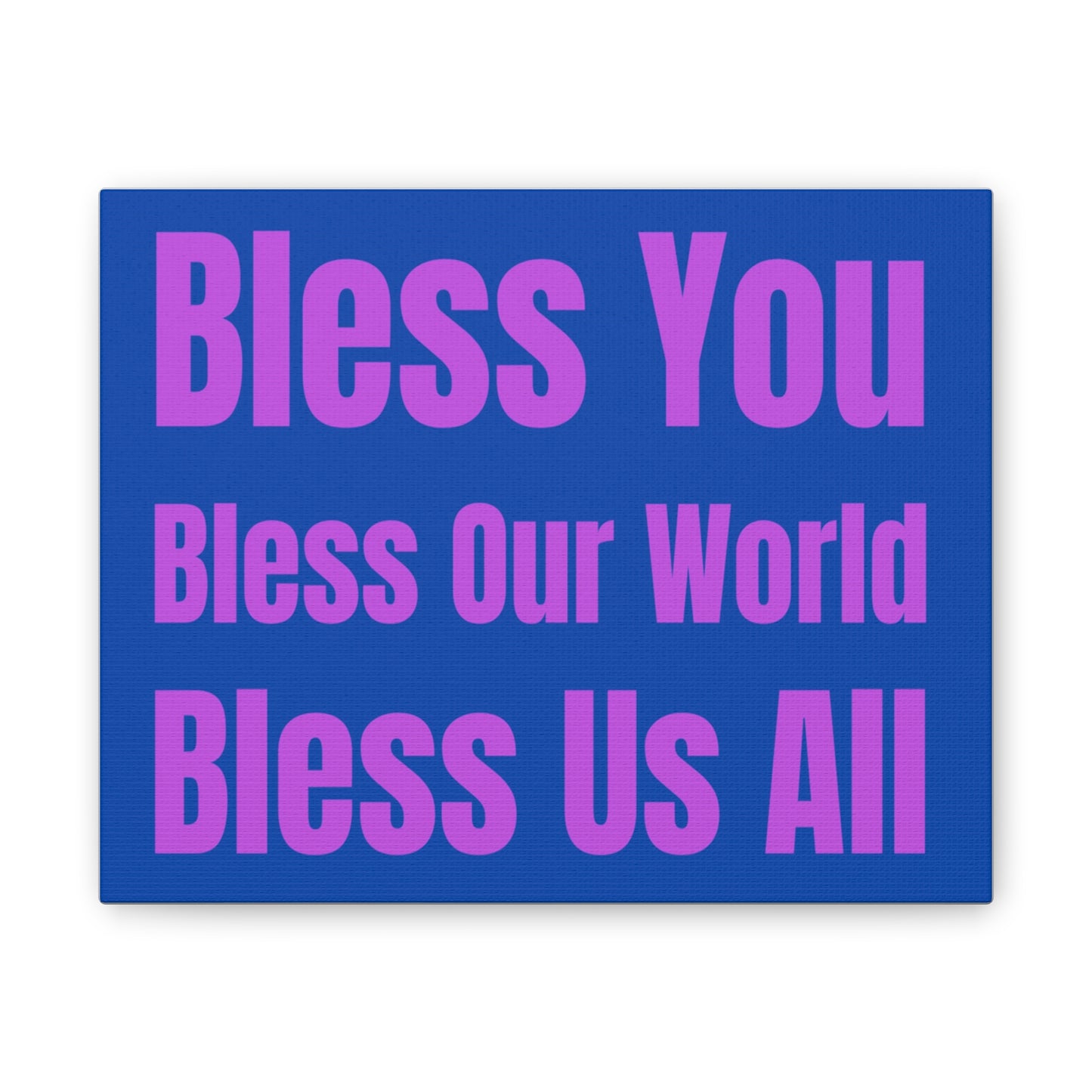 Blessing Canvas Wall Art Blue/Purple: 'Bless You, Bless Our World, Bless Is All' Print