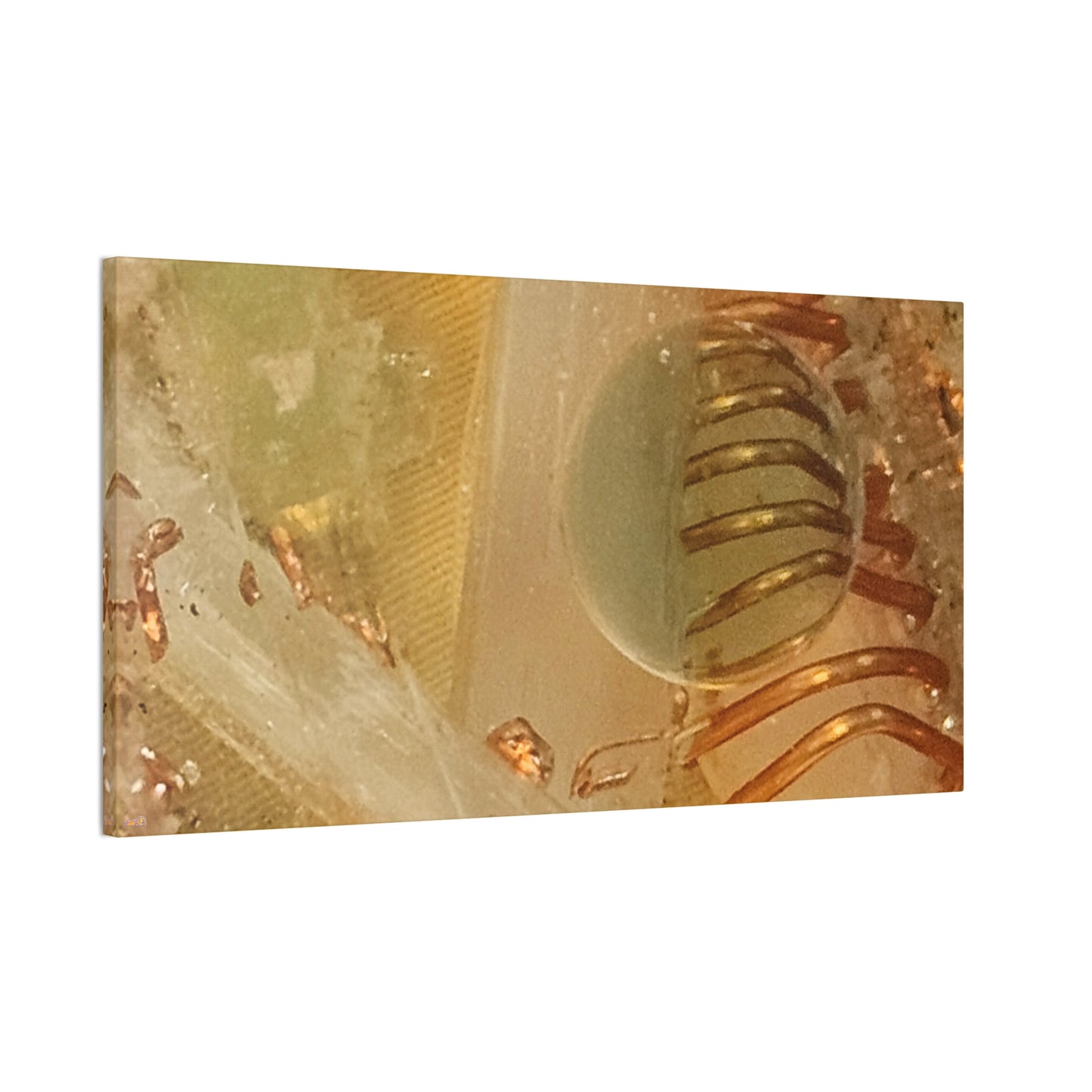 Abstract Gold Orb Wall Art Canvas Stretched | Metallic Texture Home Decor