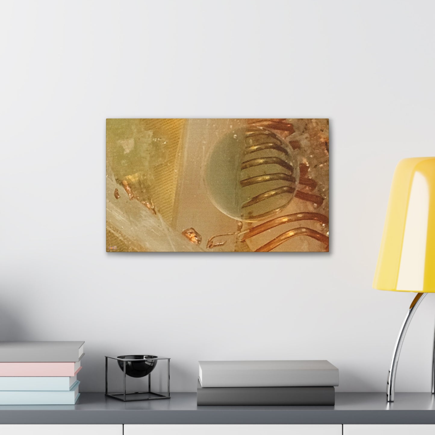 Abstract Gold Orb Wall Art Canvas Stretched | Metallic Texture Home Decor