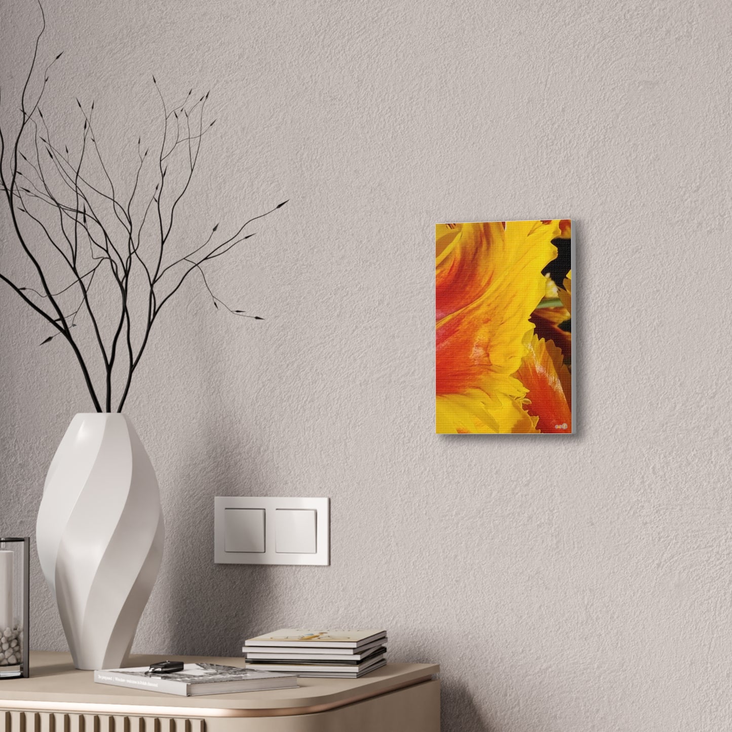 Fiery Yellow Red Tulip Canvas