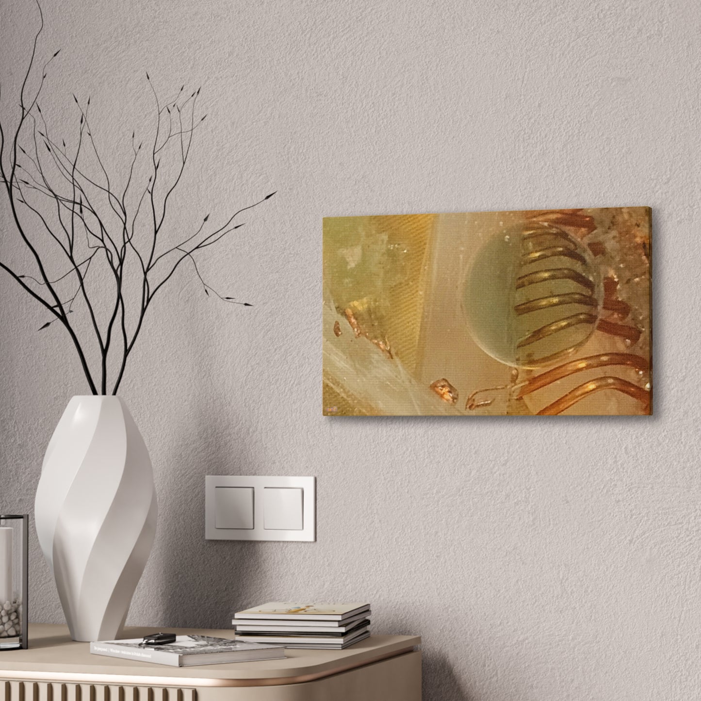 Abstract Gold Orb Wall Art Canvas Stretched | Metallic Texture Home Decor
