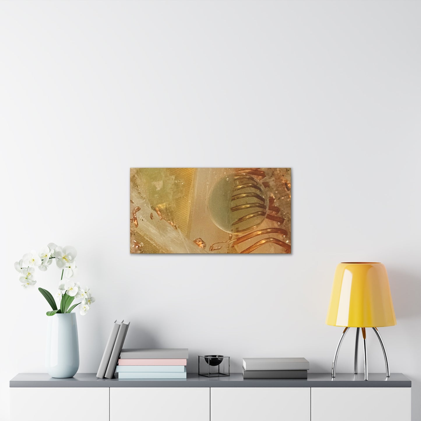 Abstract Gold Orb Wall Art Canvas Stretched | Metallic Texture Home Decor