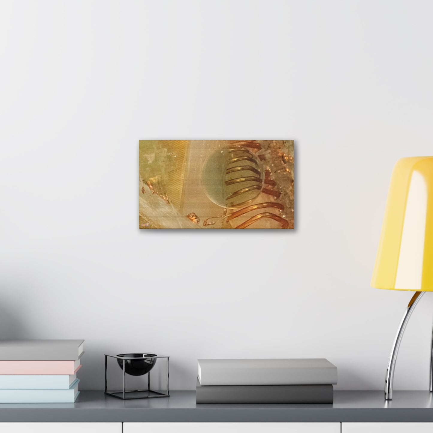 Abstract Gold Orb Wall Art Canvas Stretched | Metallic Texture Home Decor