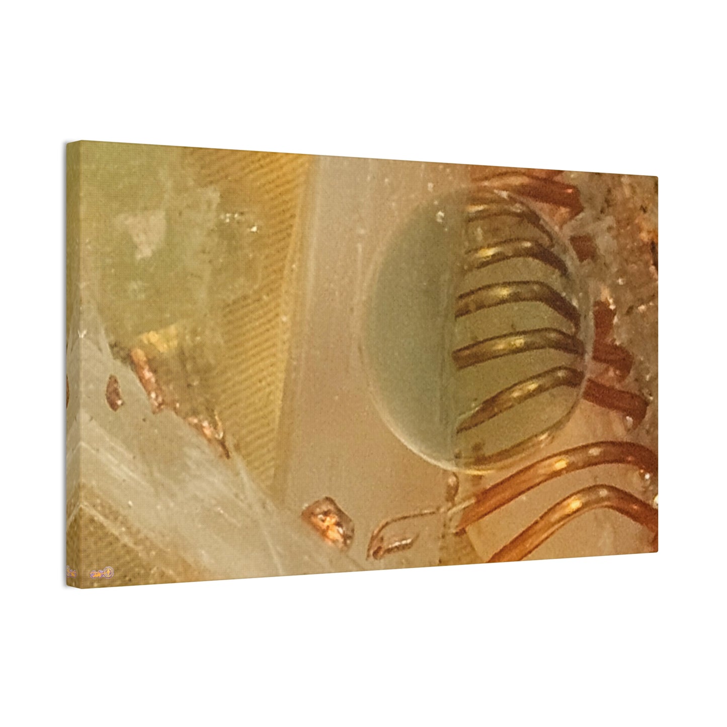 Abstract Gold Orb Wall Art Canvas Stretched | Metallic Texture Home Decor