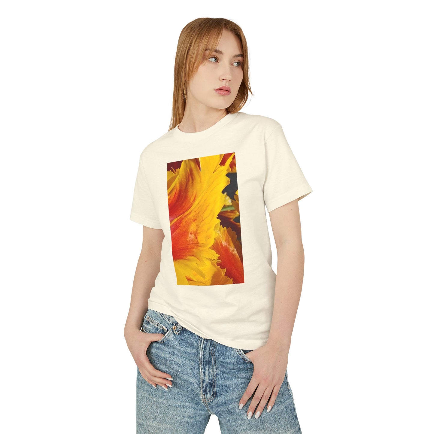 Sunflower Petal Art Tee | Yellow Orange Floral Graphic